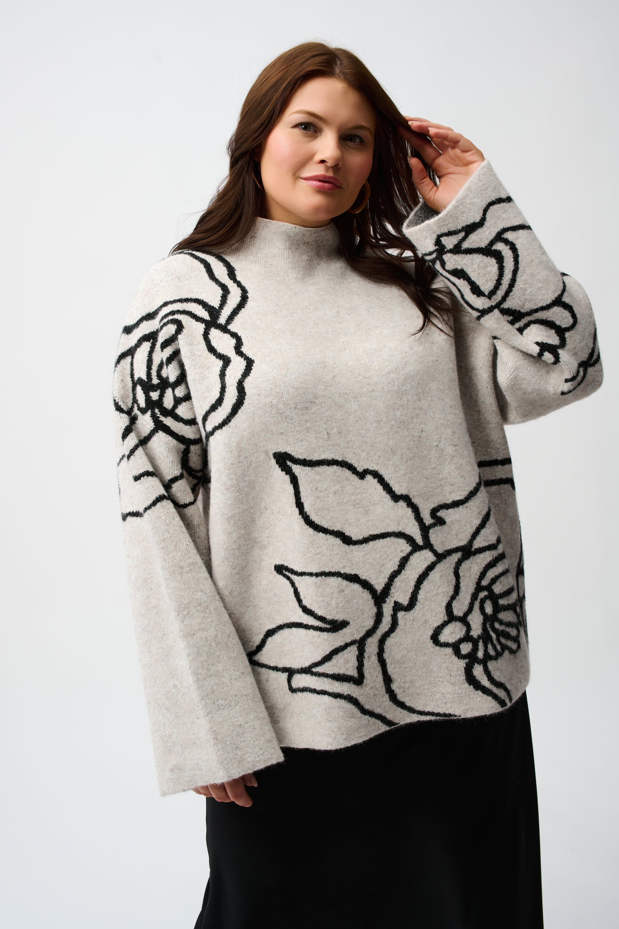 Sweater Knit Floral Print Pullover